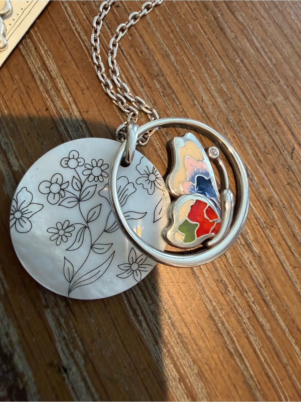 Brighton Silver Multi-Color Floral Pendant Necklace and Earrings Set - Picture 2 of 5